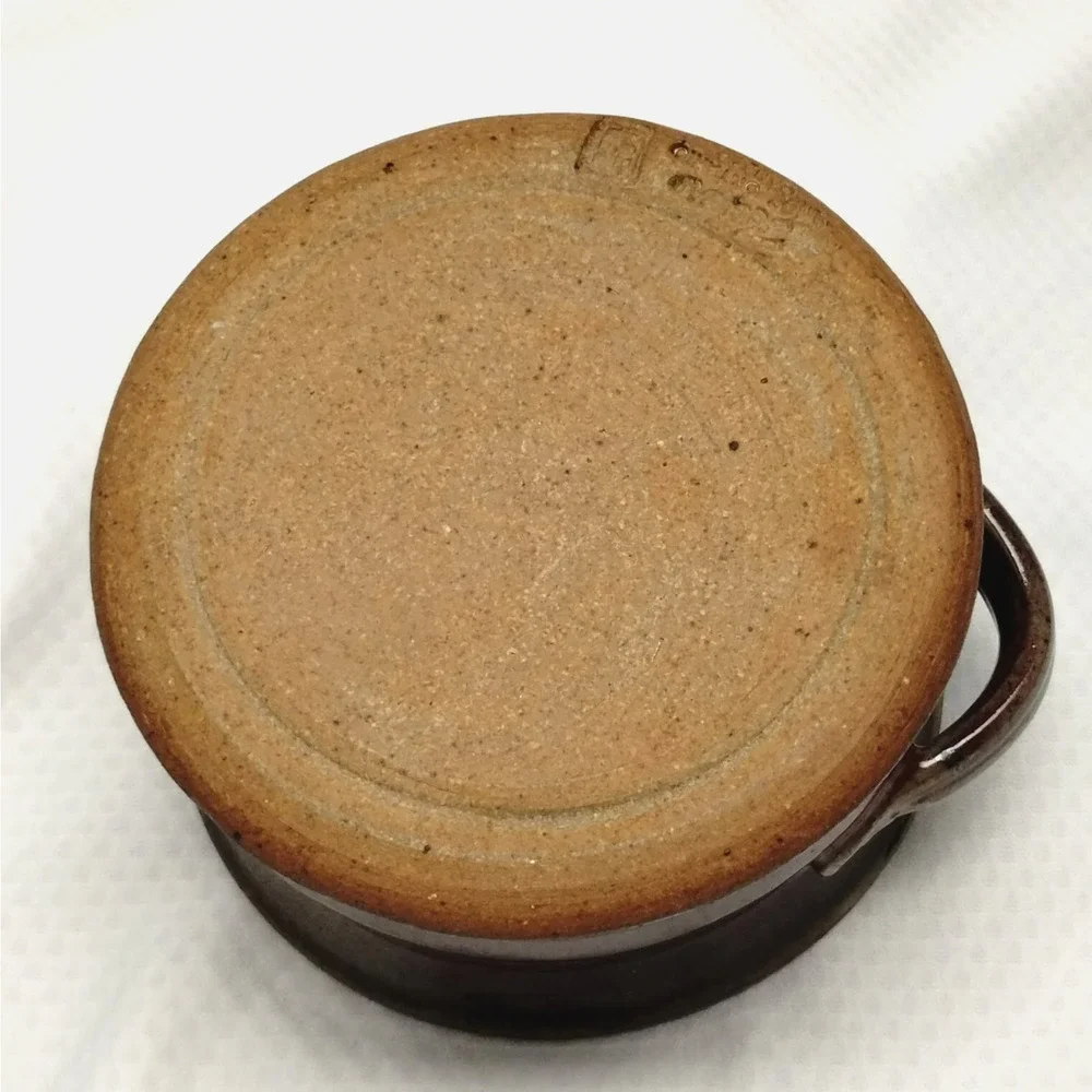 Donn Zver Studio Pottery Crock Bowl Red Glaze Lug Handles 4-Inch Troy Ontario
